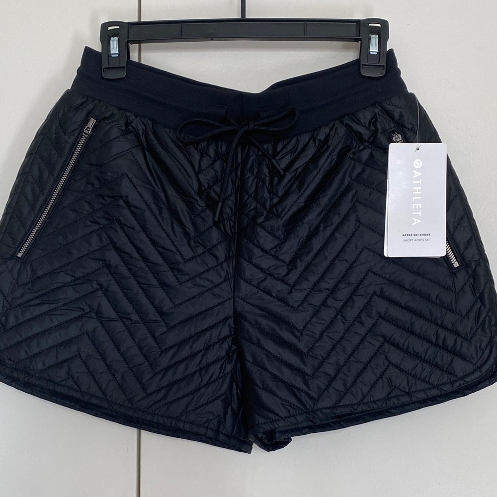 Athleta Apre Quilted Ski Shorts Black Athletic Women's Size 2